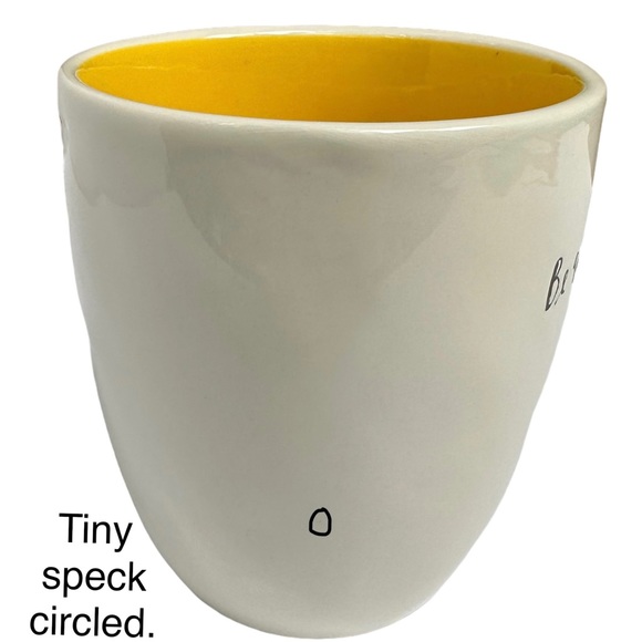 Rae Dunn Be WHo YoU aRe Mug Coffee Tea White with Yellow Interior Dimples 2017 - Picture 8 of 13